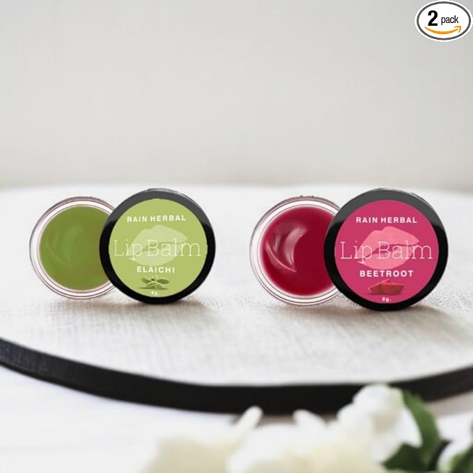 Rain Herbal Lip Balm, Natural Elaichi and Beetroot Tinted, Nourishing with Ghee and Shea Butter, 5g, Pack of 2