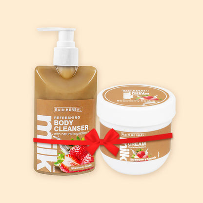 Straw Berry Cookie Milk  | COMBO of Body Cleanser & Cream