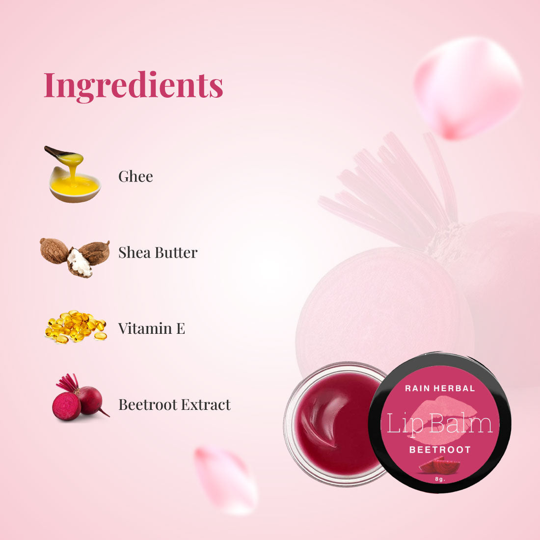 Rain Herbal Beet Root Lip Balm | 8GM