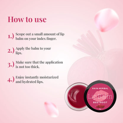Rain Herbal Lip Balm, Natural Elaichi and Beetroot Tinted, Nourishing with Ghee and Shea Butter, 5g, Pack of 2