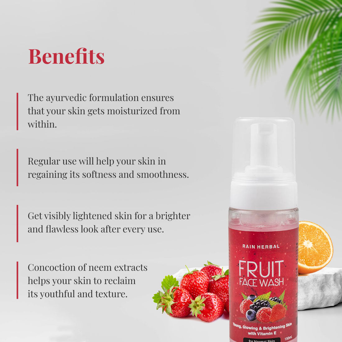 Rain Herbal Fruit Face Wash with Vitamin E