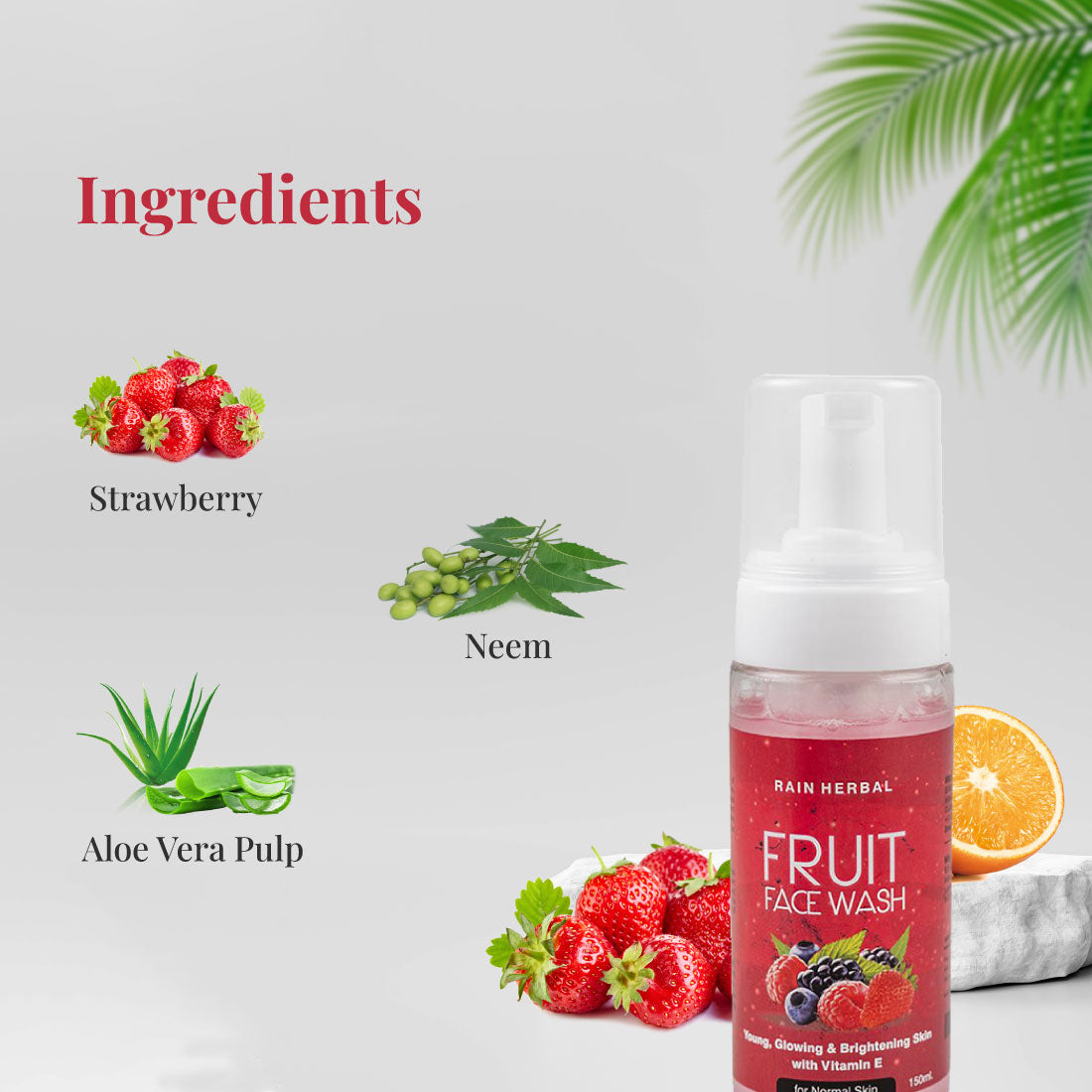 Rain Herbal Fruit Face Wash with Vitamin E