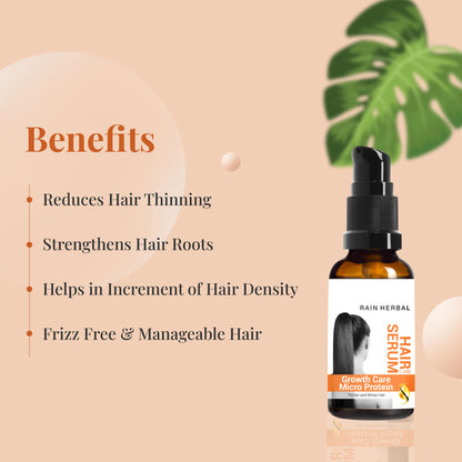 Rain Herbal Growth Care Micro Protein Hair Serum | Thicker & Shiner Hair | 30ml